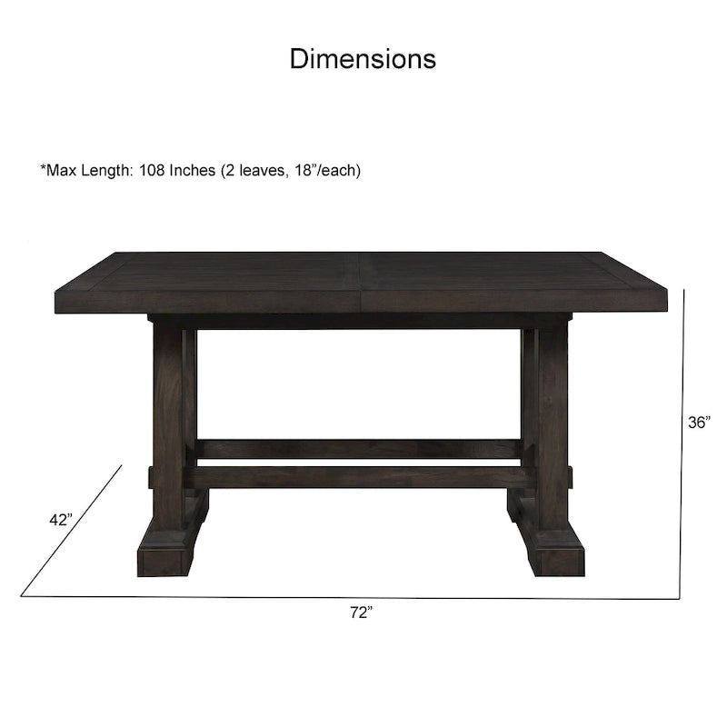 Table de salle à manger hauteur comptoir de style campagnard avec piètement à tréteaux et 2 rallonges – S'étend jusqu'à 274 cm