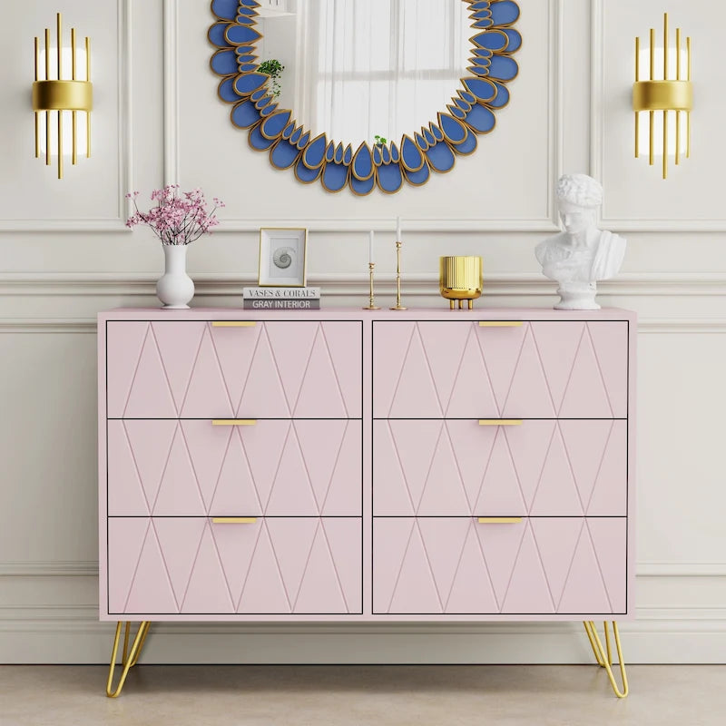Commode à 6 tiroirs, Meuble de rangement vertical, Unité de rangement pour chambre à coucher et salon