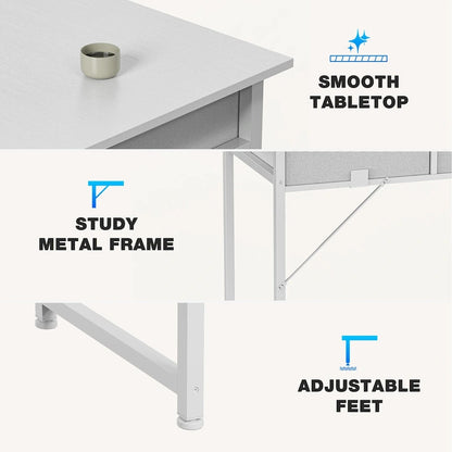 Bureau d'écriture moderne avec 2 tiroirs intégrés et support pour casque pour les petits bureaux à domicile et les chambres à coucher