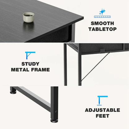 Bureau d'écriture moderne avec 2 tiroirs intégrés et support pour casque pour les petits bureaux à domicile et les chambres à coucher