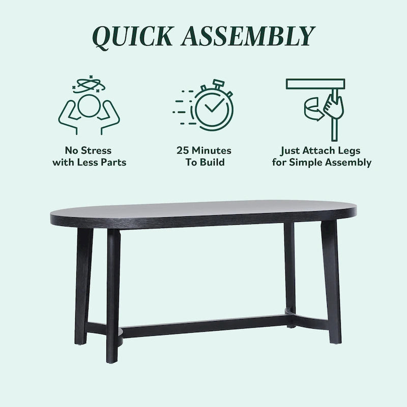 Table à manger ovale moderne rustique de 70 po – placage de chêne, pieds inclinés, 6 places, capacité de 300 lb