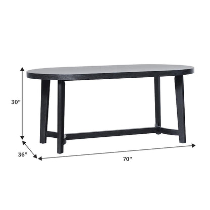 Table à manger ovale moderne rustique de 70 po – placage de chêne, pieds inclinés, 6 places, capacité de 300 lb