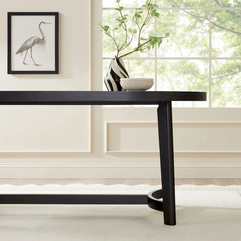 Table à manger ovale moderne rustique de 70 po – placage de chêne, pieds inclinés, 6 places, capacité de 300 lb
