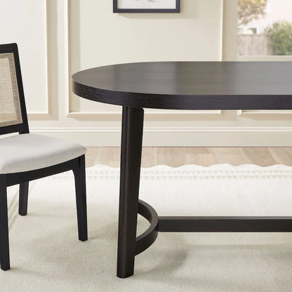 Table à manger ovale moderne rustique de 70 po – placage de chêne, pieds inclinés, 6 places, capacité de 300 lb