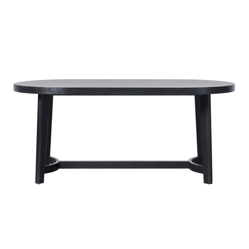 Table à manger ovale moderne rustique de 70 po – placage de chêne, pieds inclinés, 6 places, capacité de 300 lb