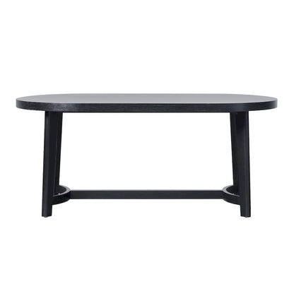 Table à manger ovale moderne rustique de 70 po – placage de chêne, pieds inclinés, 6 places, capacité de 300 lb