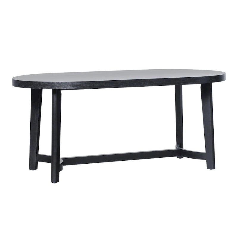 Table à manger ovale moderne rustique de 70 po – placage de chêne, pieds inclinés, 6 places, capacité de 300 lb