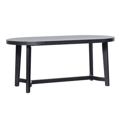 Table à manger ovale moderne rustique de 70 po – placage de chêne, pieds inclinés, 6 places, capacité de 300 lb
