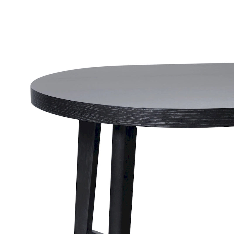 Table à manger ovale moderne rustique de 70 po – placage de chêne, pieds inclinés, 6 places, capacité de 300 lb