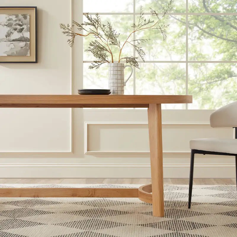 Table à manger ovale moderne rustique de 70 po – placage de chêne, pieds inclinés, 6 places, capacité de 300 lb