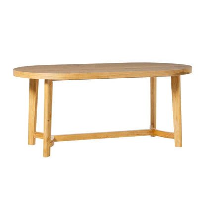 Table à manger ovale moderne rustique de 70 po – placage de chêne, pieds inclinés, 6 places, capacité de 300 lb