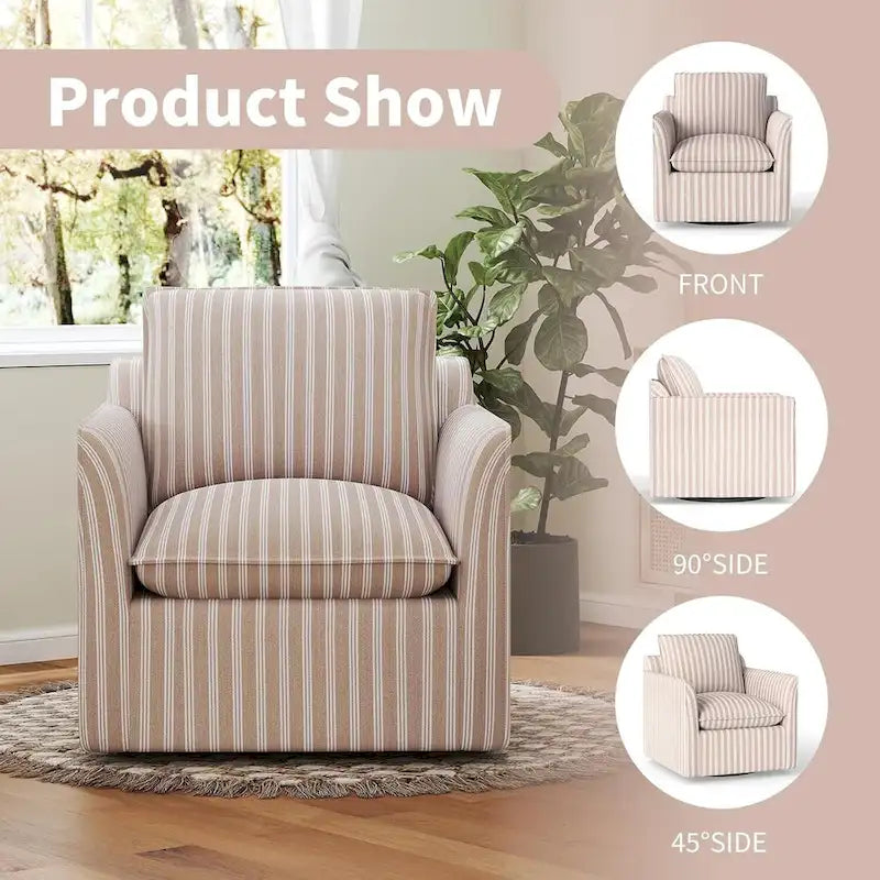 Fauteuil pivotant de salon Fauteuil de lecture pivotant avec dossier et coussin épais