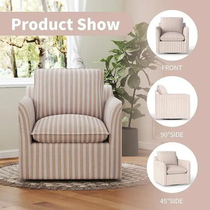 Fauteuil pivotant de salon Fauteuil de lecture pivotant avec dossier et coussin épais