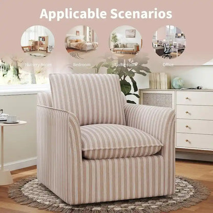 Fauteuil pivotant de salon Fauteuil de lecture pivotant avec dossier et coussin épais