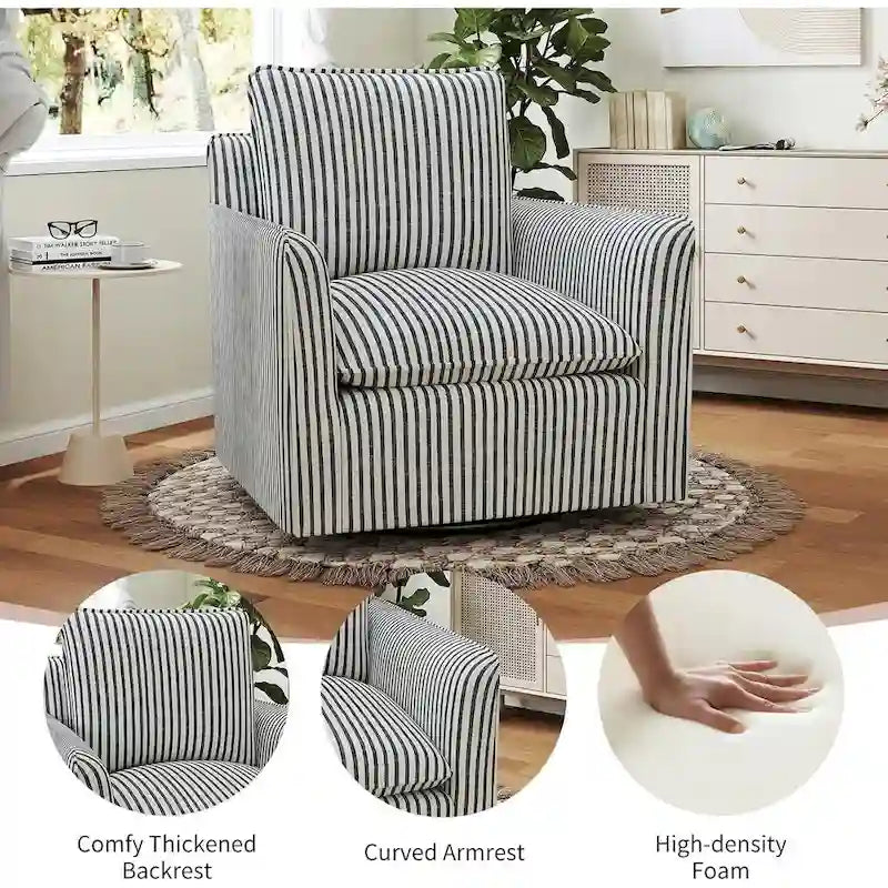 Fauteuil pivotant de salon Fauteuil de lecture pivotant avec dossier et coussin épais