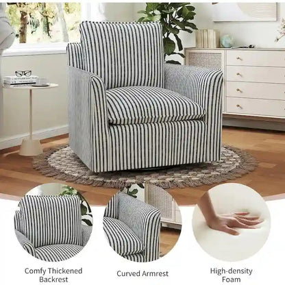 Fauteuil pivotant de salon Fauteuil de lecture pivotant avec dossier et coussin épais