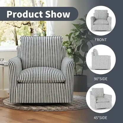 Fauteuil pivotant de salon Fauteuil de lecture pivotant avec dossier et coussin épais