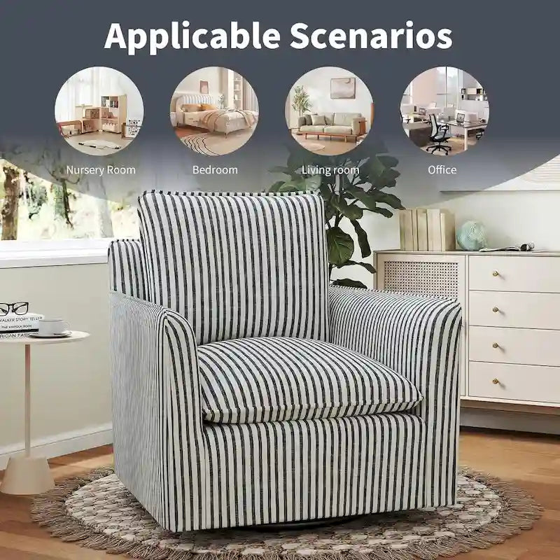 Fauteuil pivotant de salon Fauteuil de lecture pivotant avec dossier et coussin épais
