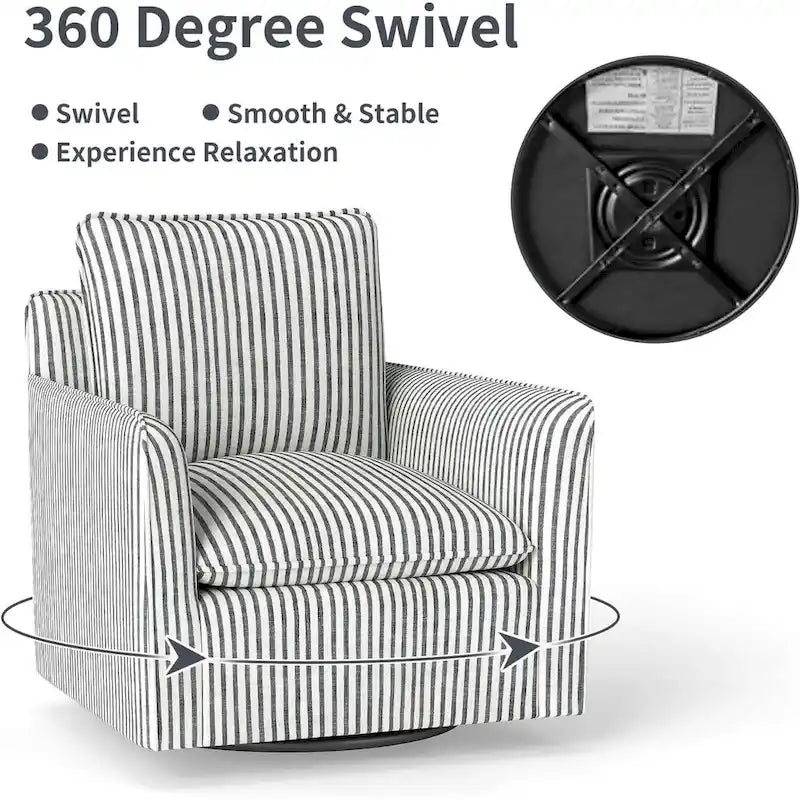 Fauteuil pivotant de salon Fauteuil de lecture pivotant avec dossier et coussin épais