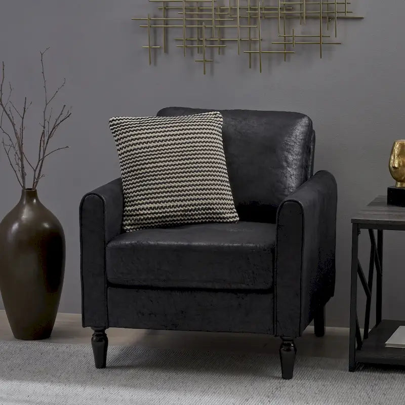 Fauteuil club moderne en microfibre de 31 po avec pieds coniques et coussins d'assise épais