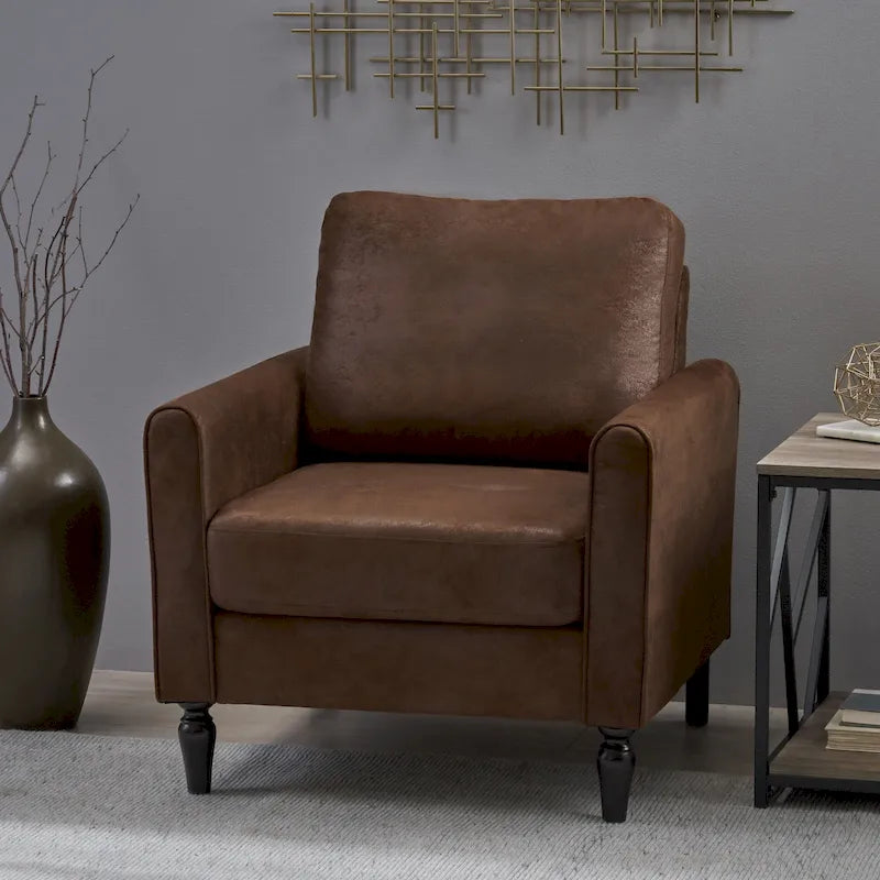 Fauteuil club moderne en microfibre de 31 po avec pieds coniques et coussins d'assise épais