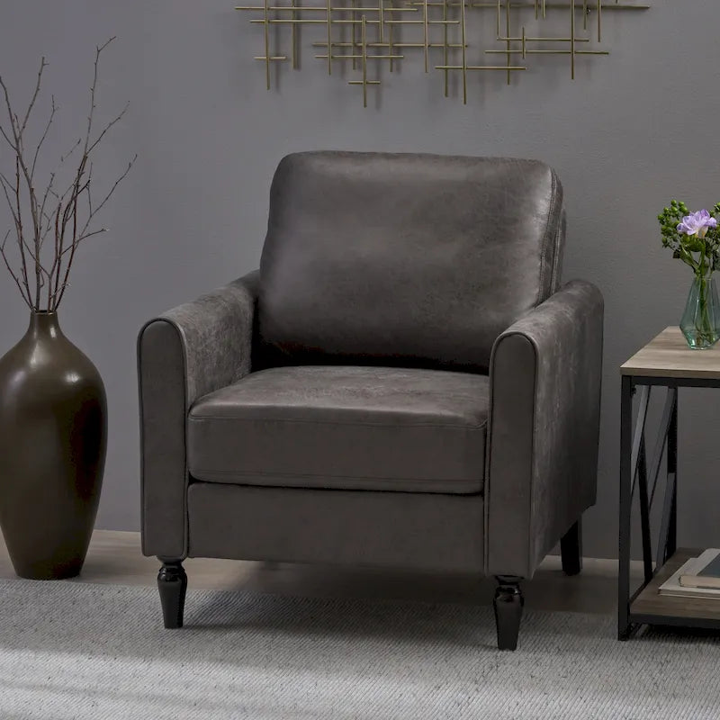Fauteuil club moderne en microfibre de 31 po avec pieds coniques et coussins d'assise épais