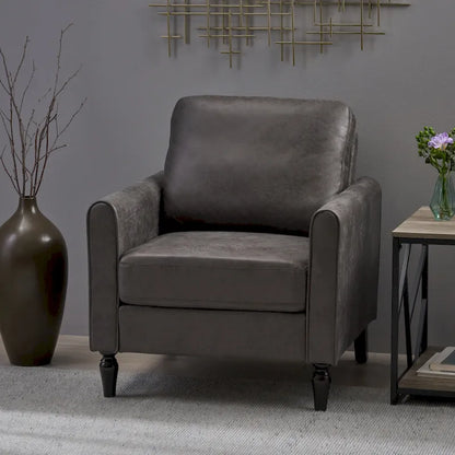 Fauteuil club moderne en microfibre de 31 po avec pieds coniques et coussins d'assise épais