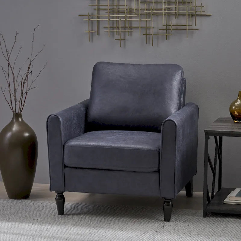 Fauteuil club moderne en microfibre de 31 po avec pieds coniques et coussins d'assise épais