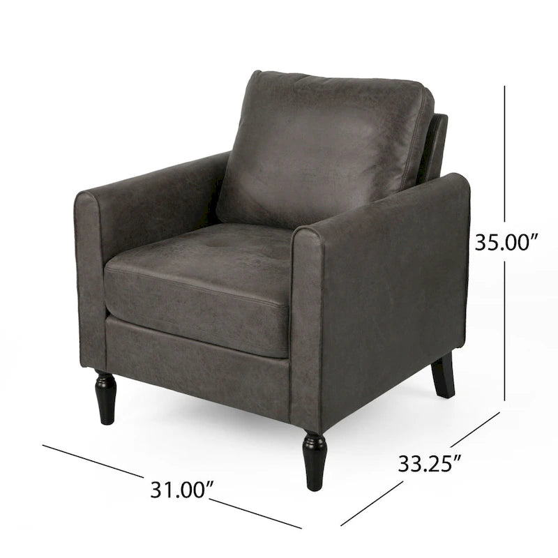 Fauteuil club moderne en microfibre de 31 po avec pieds coniques et coussins d'assise épais