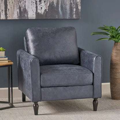 Fauteuil club moderne en microfibre de 31 po avec pieds coniques et coussins d'assise épais
