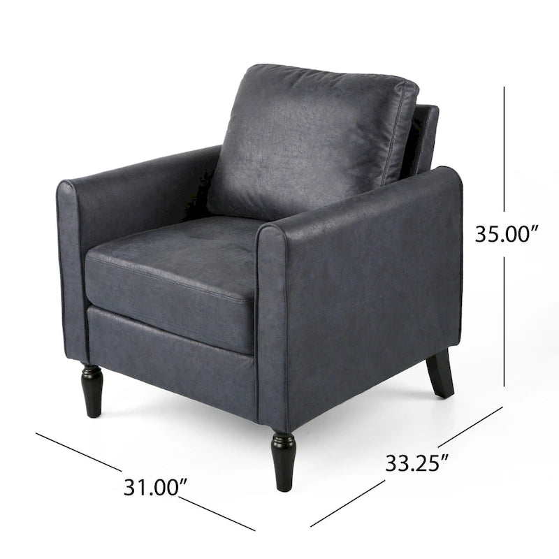 Fauteuil club moderne en microfibre de 31 po avec pieds coniques et coussins d'assise épais