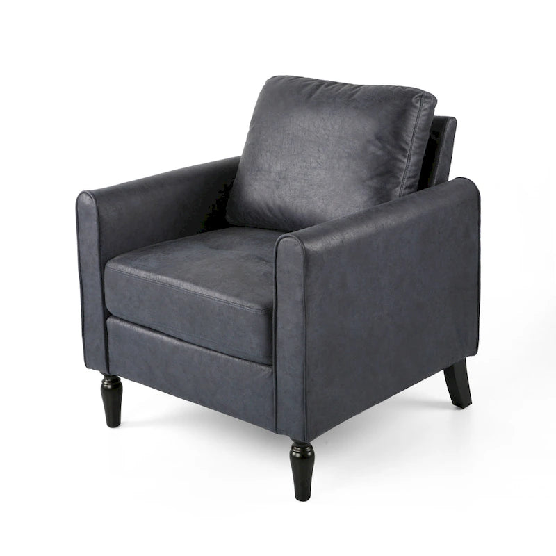 Fauteuil club moderne en microfibre de 31 po avec pieds coniques et coussins d'assise épais