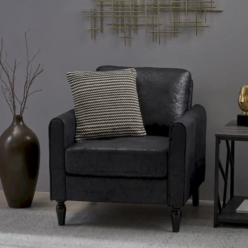 Fauteuil club moderne en microfibre de 31 po avec pieds coniques et coussins d'assise épais