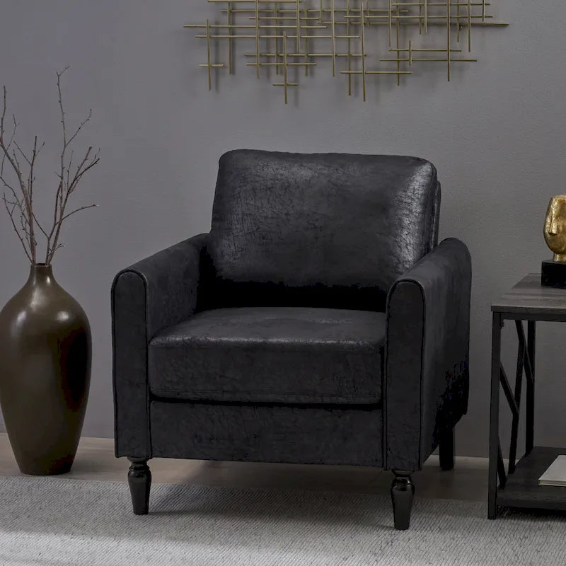 Fauteuil club moderne en microfibre de 31 po avec pieds coniques et coussins d'assise épais