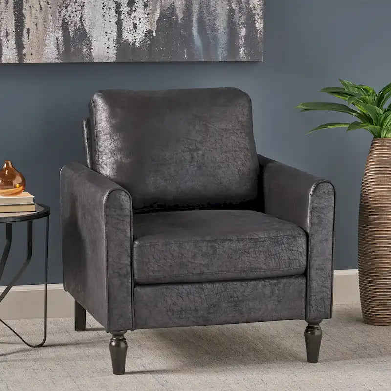 Fauteuil club moderne en microfibre de 31 po avec pieds coniques et coussins d'assise épais