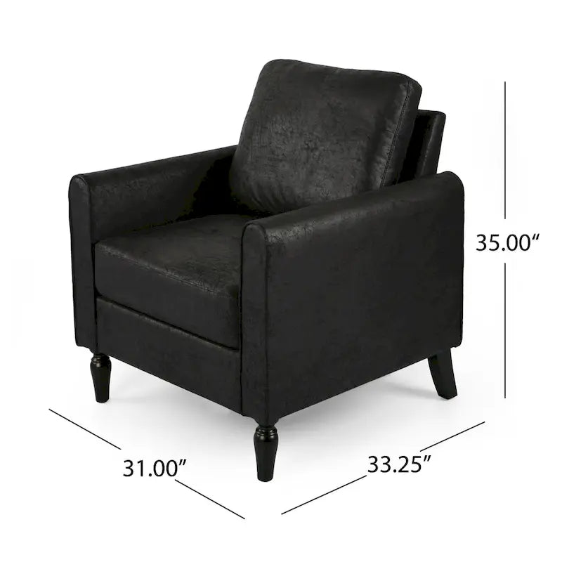 Fauteuil club moderne en microfibre de 31 po avec pieds coniques et coussins d'assise épais