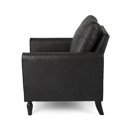 Fauteuil club moderne en microfibre de 31 po avec pieds coniques et coussins d'assise épais