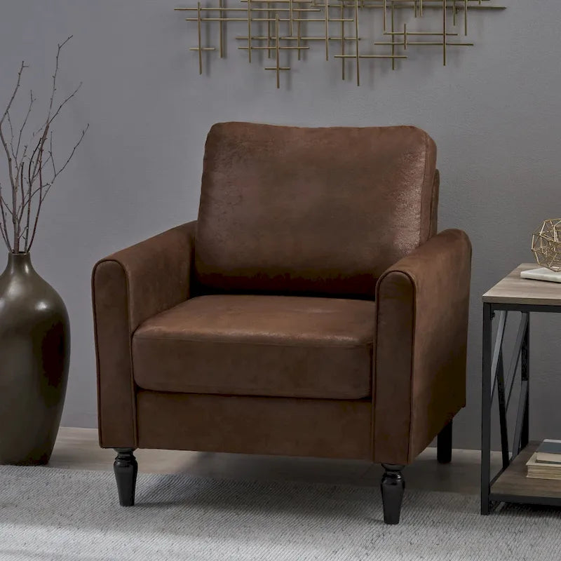 Fauteuil club moderne en microfibre de 31 po avec pieds coniques et coussins d'assise épais