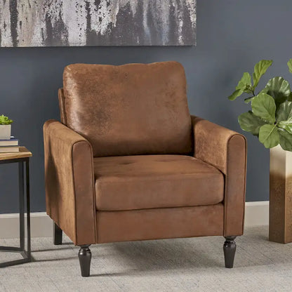 Fauteuil club moderne en microfibre de 31 po avec pieds coniques et coussins d'assise épais