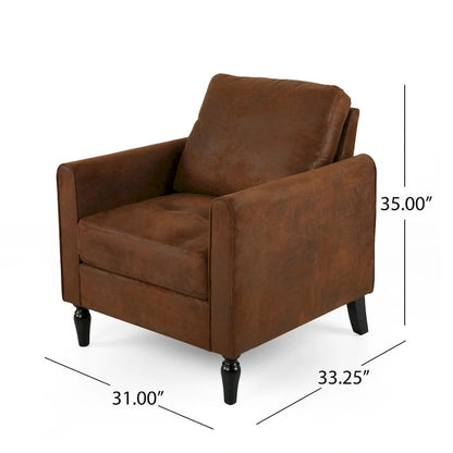 Fauteuil club moderne en microfibre de 31 po avec pieds coniques et coussins d'assise épais