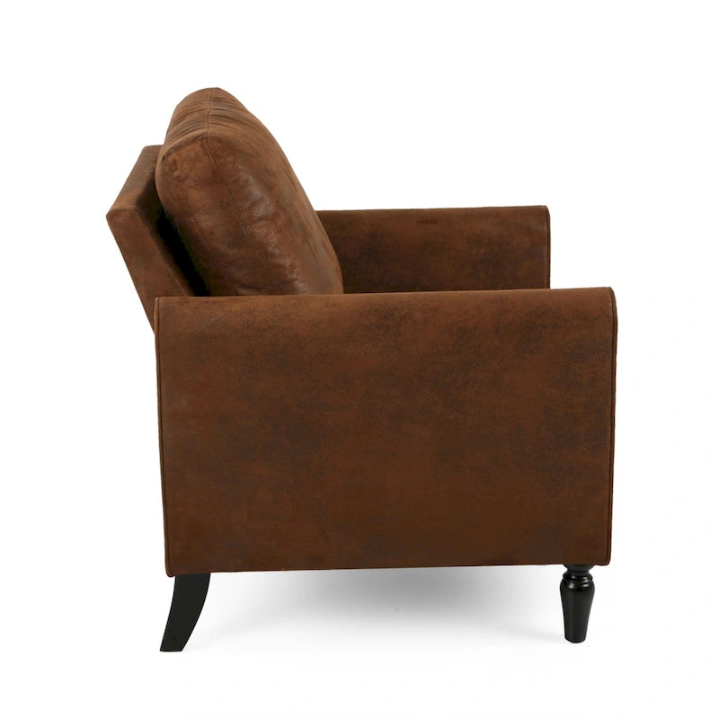 Fauteuil club moderne en microfibre de 31 po avec pieds coniques et coussins d'assise épais
