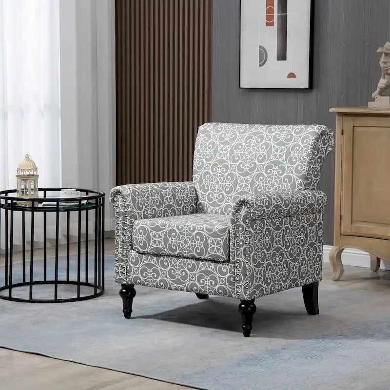Fauteuil d'appoint rembourré Mid-Century Modern - 30,70 x 29,92 x 34,05