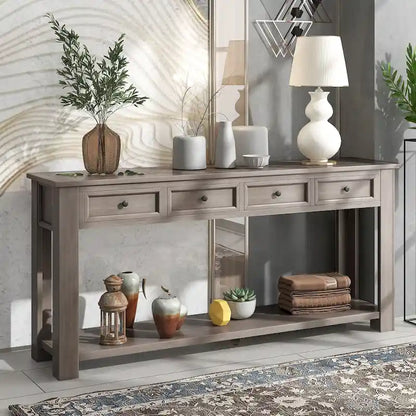 Console Table de Canapé 4 Tiroirs pour Entrée Couloir - 14.00 x 63.00 x 30.00