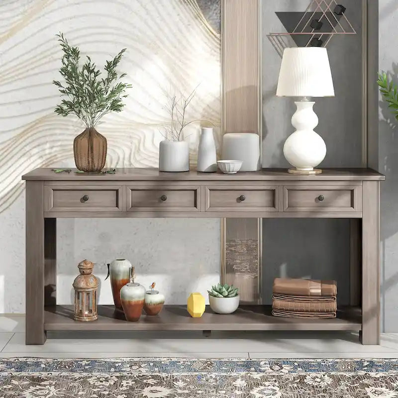 Console Table de Canapé 4 Tiroirs pour Entrée Couloir - 14.00 x 63.00 x 30.00