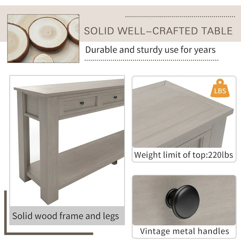 Console Table de Canapé 4 Tiroirs pour Entrée Couloir - 14.00 x 63.00 x 30.00