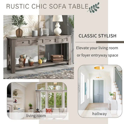 Console Table de Canapé 4 Tiroirs pour Entrée Couloir - 14.00 x 63.00 x 30.00