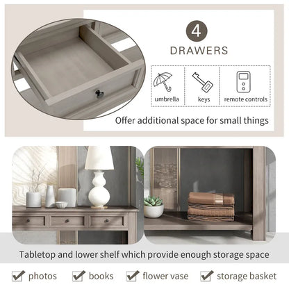 Console Table de Canapé 4 Tiroirs pour Entrée Couloir - 14.00 x 63.00 x 30.00