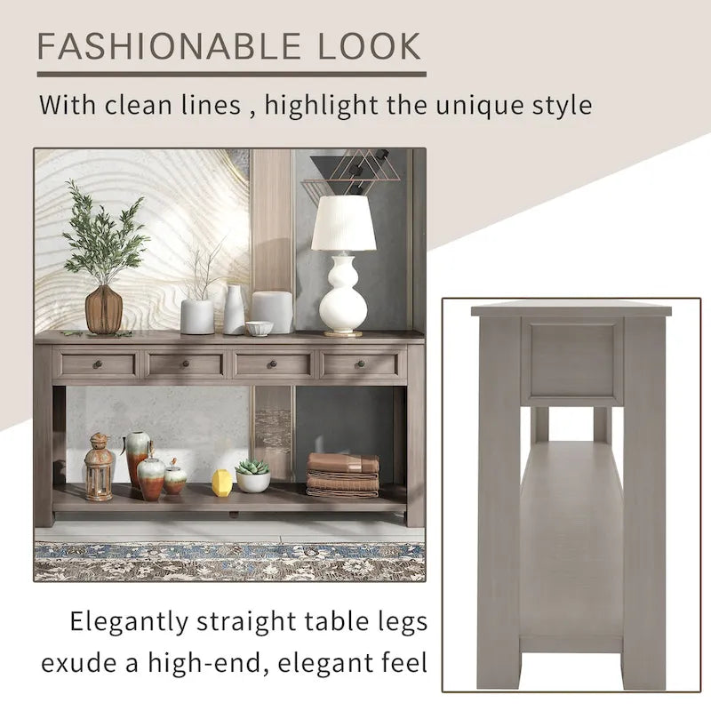 Console Table de Canapé 4 Tiroirs pour Entrée Couloir - 14.00 x 63.00 x 30.00
