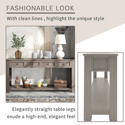 Console Table de Canapé 4 Tiroirs pour Entrée Couloir - 14.00 x 63.00 x 30.00