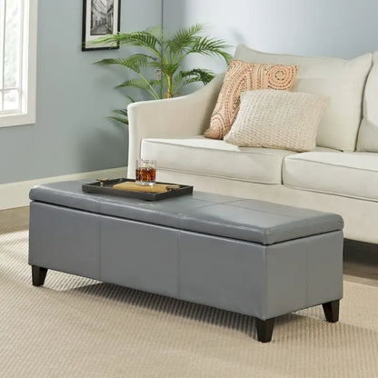 Banc de rangement ottoman en similicuir – 130 cm (L) x 44,5 cm (P) x 41 cm (H), plusieurs couleurs